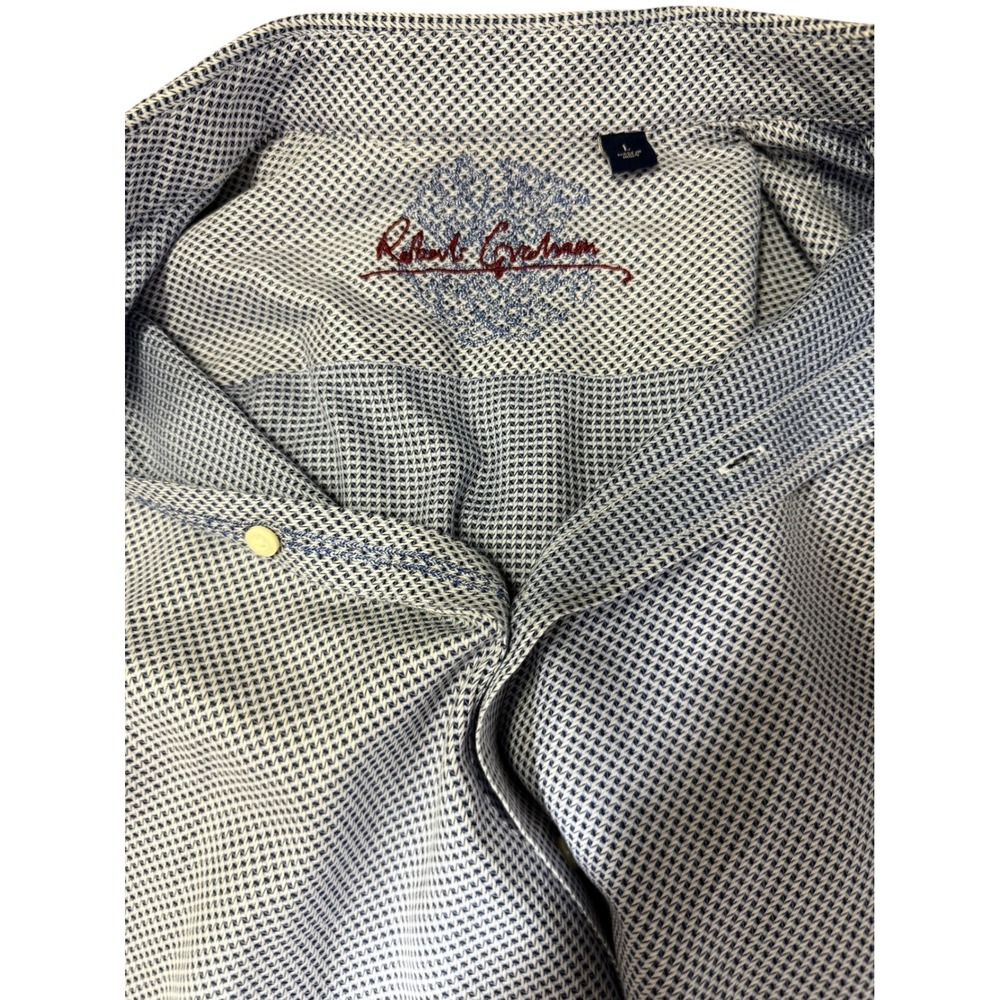 Robert Graham Shirt Mens Large Light Blue Button Down Shirt Embroidered Cuffs